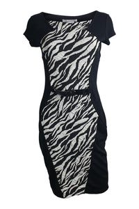 JUS D'ORANGE Black Zebra Print Illusion Body Con Dress (2)-Jus D'Orange-The Freperie