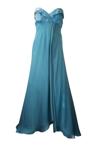 KAREN SERKEL Blue Strapless Shimmering Gown (S)-Karen Serkel-The Freperie