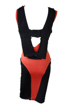 Load image into Gallery viewer, KARL LAGERFELD Colour Block Black and Red Spandex Dress (IT 40)-Karl Lagerfeld-The Freperie
