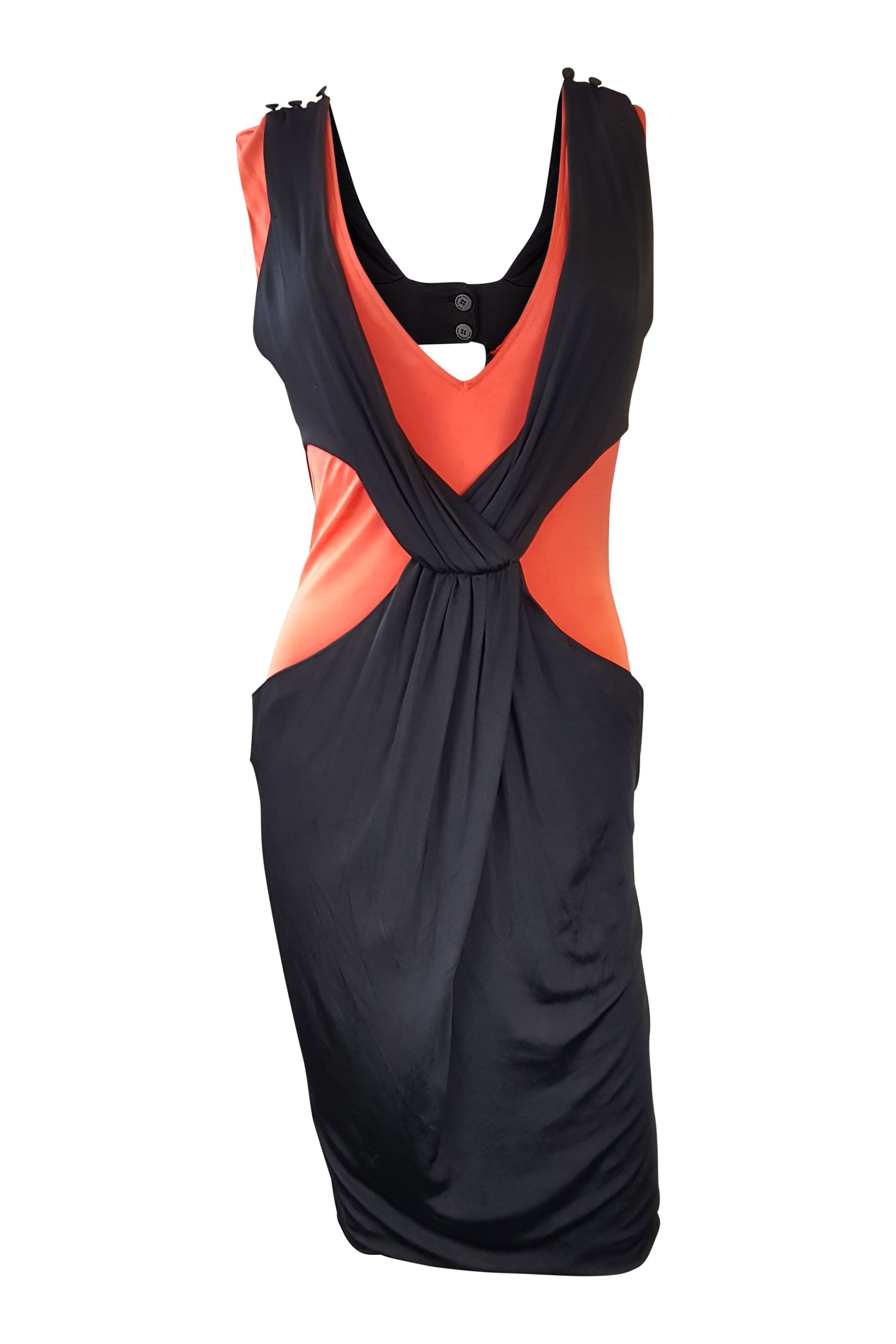 KARL LAGERFELD Colour Block Black and Red Spandex Dress (IT 40)-Karl Lagerfeld-The Freperie