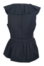 Load image into Gallery viewer, KATE SPADE Black California Dreaming Ruffle Neck Fitted Top (US 6 | UK 10)-The Freperie

