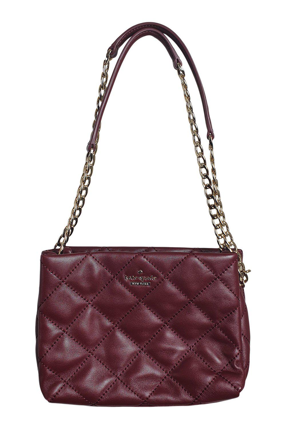 KATE SPADE Maroon Red Quilted Open Top Shoulder Bag (S)-The Freperie