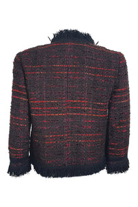 KATE SPADE New York Bittersweet So Foxy Multi Tweed fringe Jacket (US 0)-The Freperie