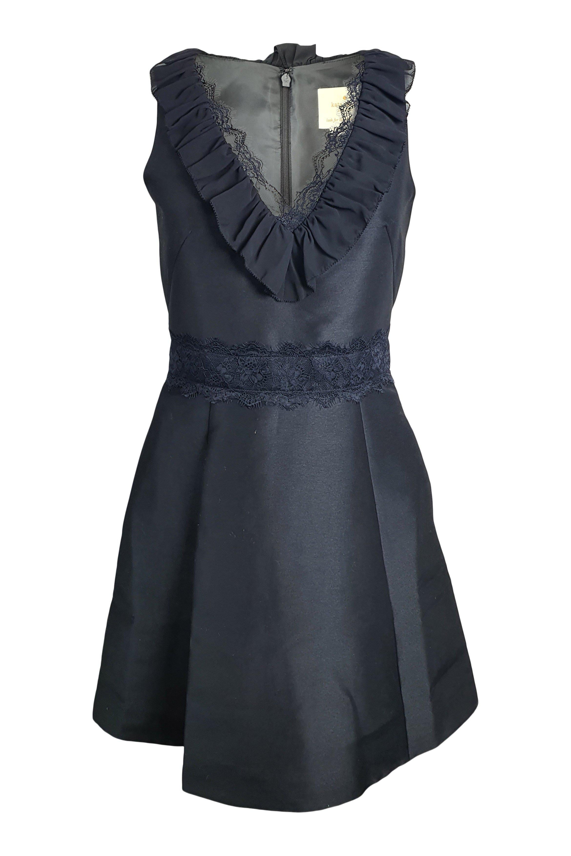 KATE SPADE New York Black Dashing Beauty Lace Mikado Dress (US 2 | UK 6)-The Freperie