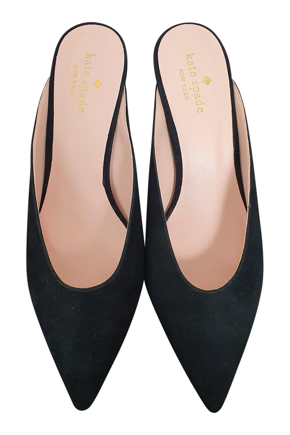 KATE SPADE New York Black Suede Sherrie Pointed Toe Court Heels (EU 38.5 | US 8.5 | UK 5.5)-The Freperie