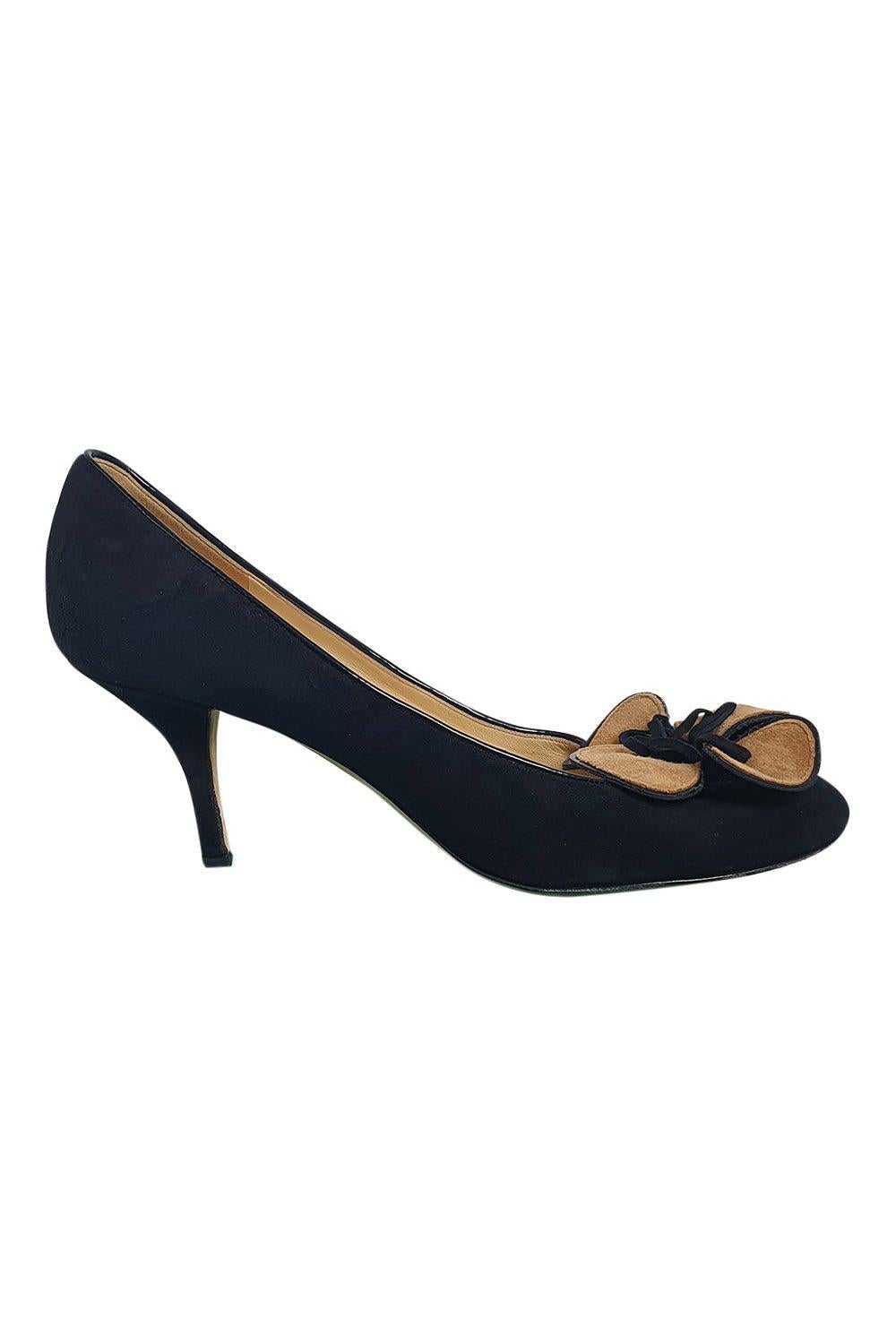 KATE SPADE New York Black Suede Suede Flower Pumps (US 91/2 | UK 6.5)-The Freperie