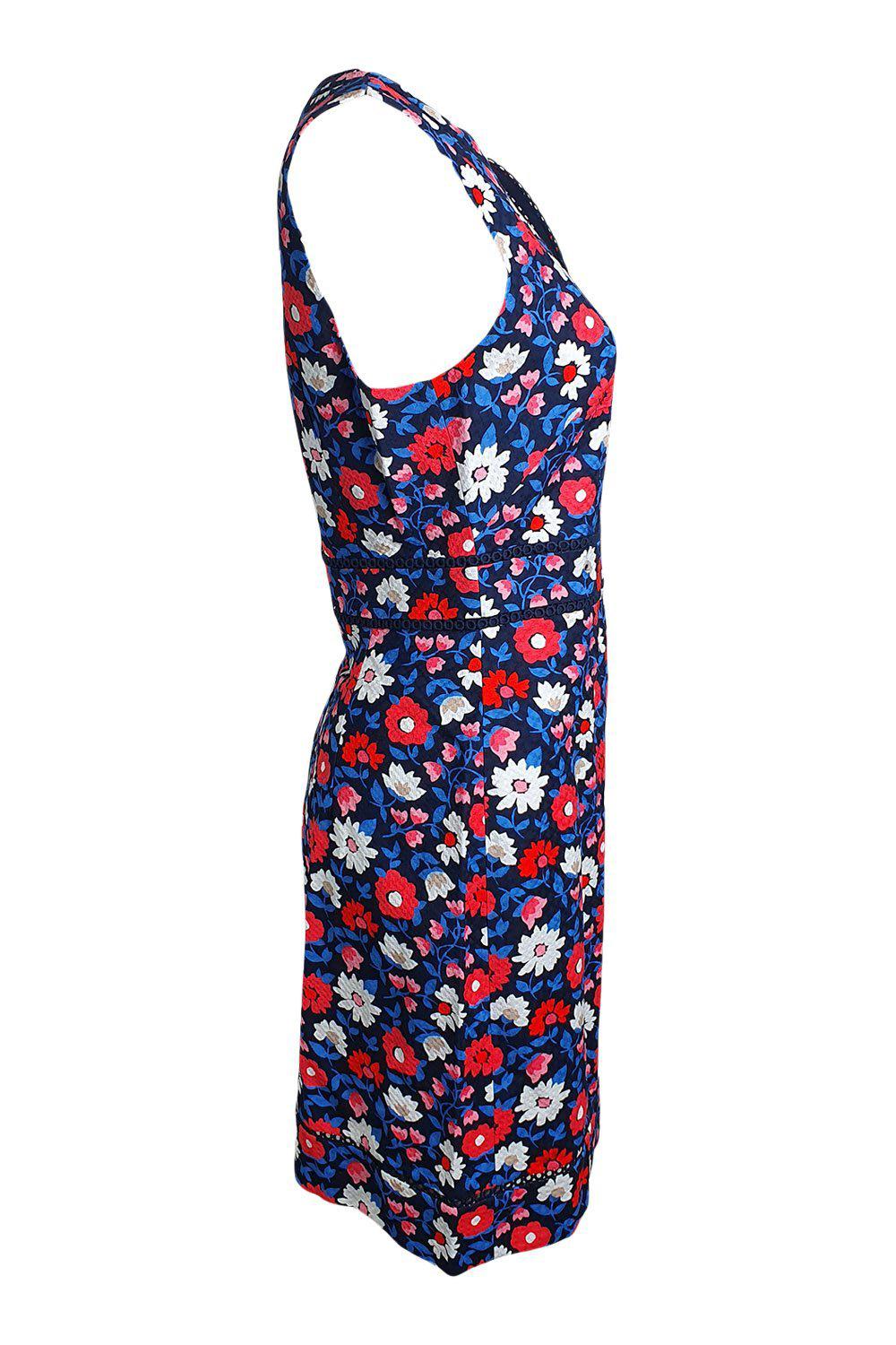 KATE SPADE New York Blue Floral Print Daisy Jacquard Sheath Dress (US 0 | UK 06)-The Freperie