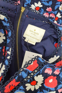 Kate Spade - Blue & Purple Floral Print Sheath Dress w/ Ruffles Sz 8 –  Current Boutique