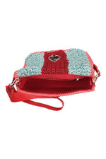 Load image into Gallery viewer, KATE SPADE New York Red Blue Knitted Spade Flower Crossbody Sample Bag (S)-The Freperie
