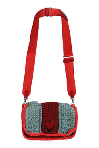 KATE SPADE New York Red Blue Knitted Spade Flower Crossbody Sample Bag (S)-The Freperie