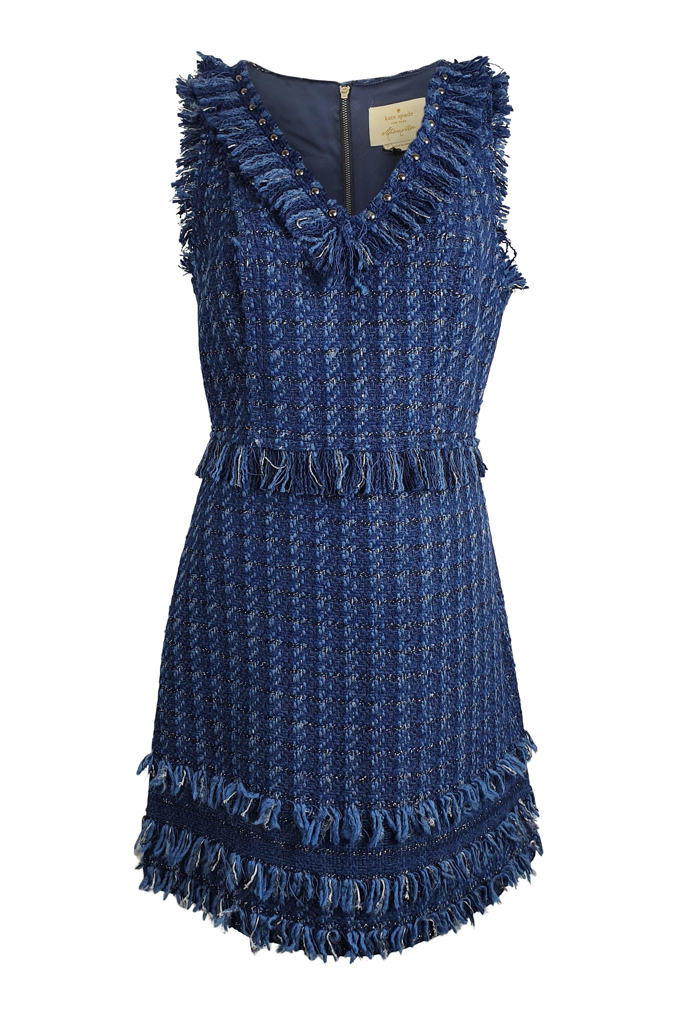 KATE SPADE New York SS18 Jasmeen Blue Madison Avenue Tweed Dress (US 06 | UK 10)-The Freperie