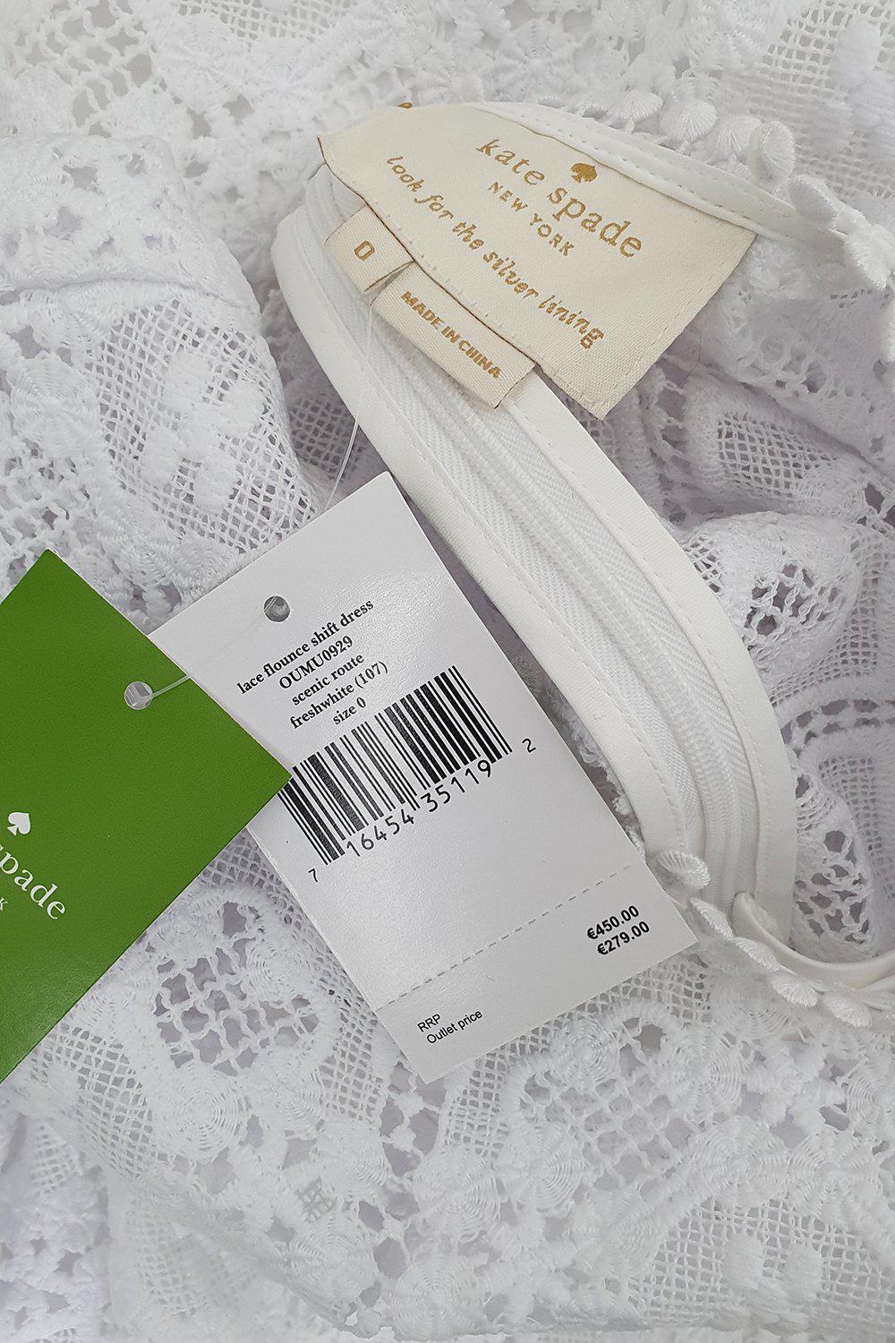 KATE SPADE New York White Scenic Route Lace Flounce Shift Dress (US 0 The Freperie KATE SPADE New York White Scenic Route Lace Flounce Shift Dress (US 0 The Freperie
