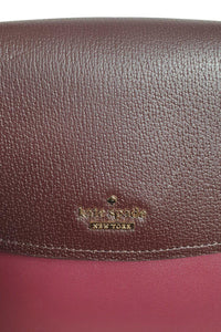 KATE SPADE Two Tone Dark Red Leather Shoulder Bag (M)-The Freperie