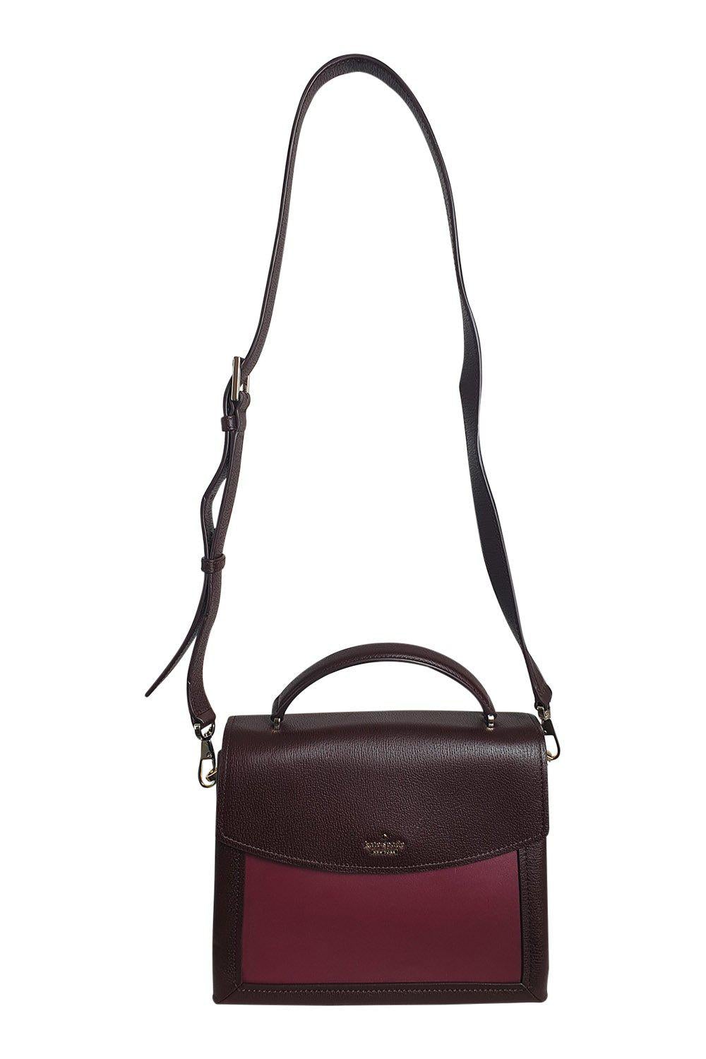 KATE SPADE Two Tone Dark Red Leather Shoulder Bag (M)-The Freperie