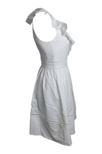 KATE SPADE White California Dreaming Ruffle Neck Dress (US 0 | UK 4)-The Freperie