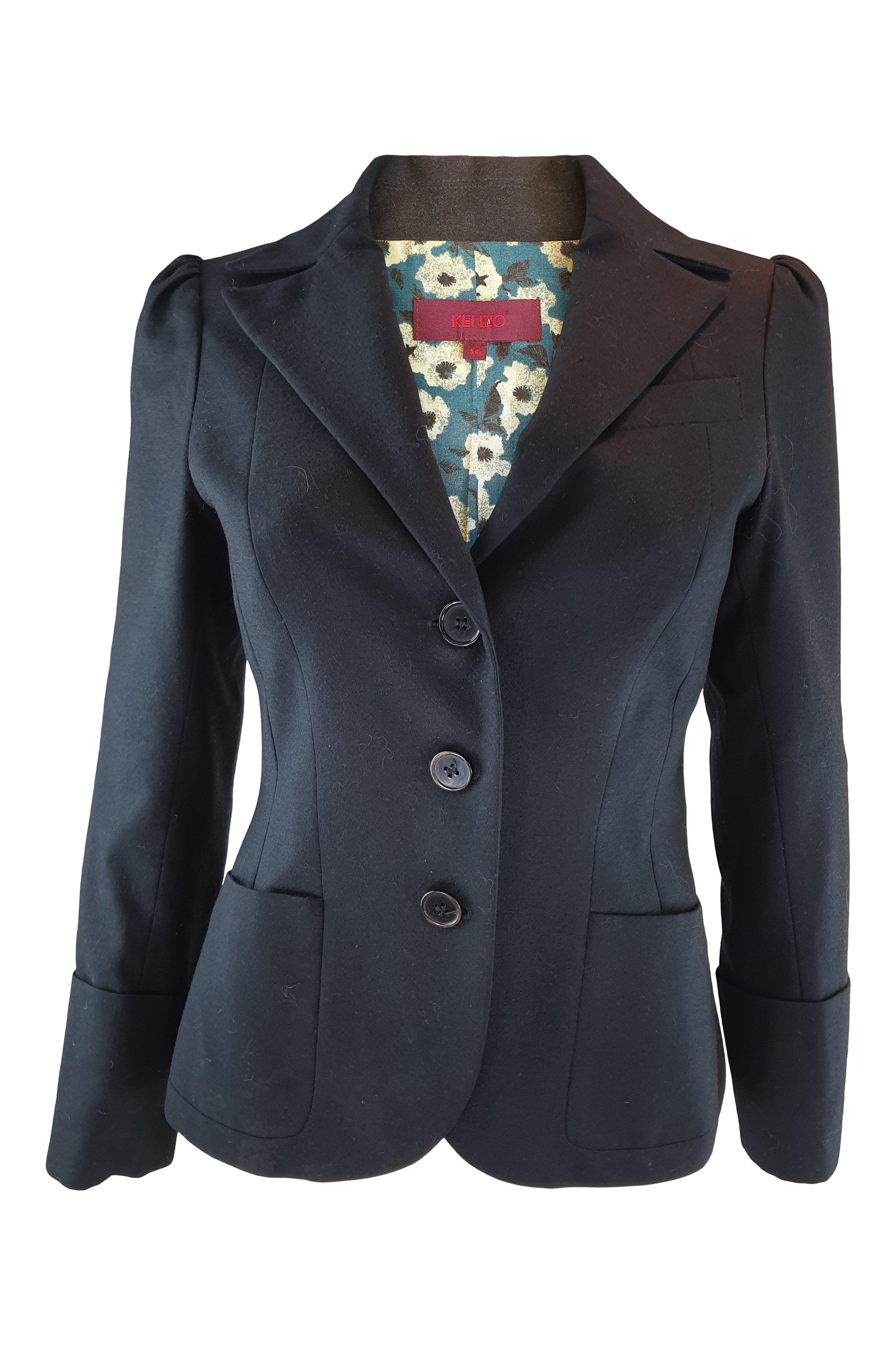 KENZO Women's Black Cotton Blend Blazer (FR 36)-Kenzo-The Freperie