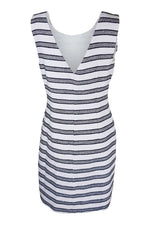 Load image into Gallery viewer, KEW White Sleeveless Striped Cotton Dress (UK 10)-Kew-The Freperie
