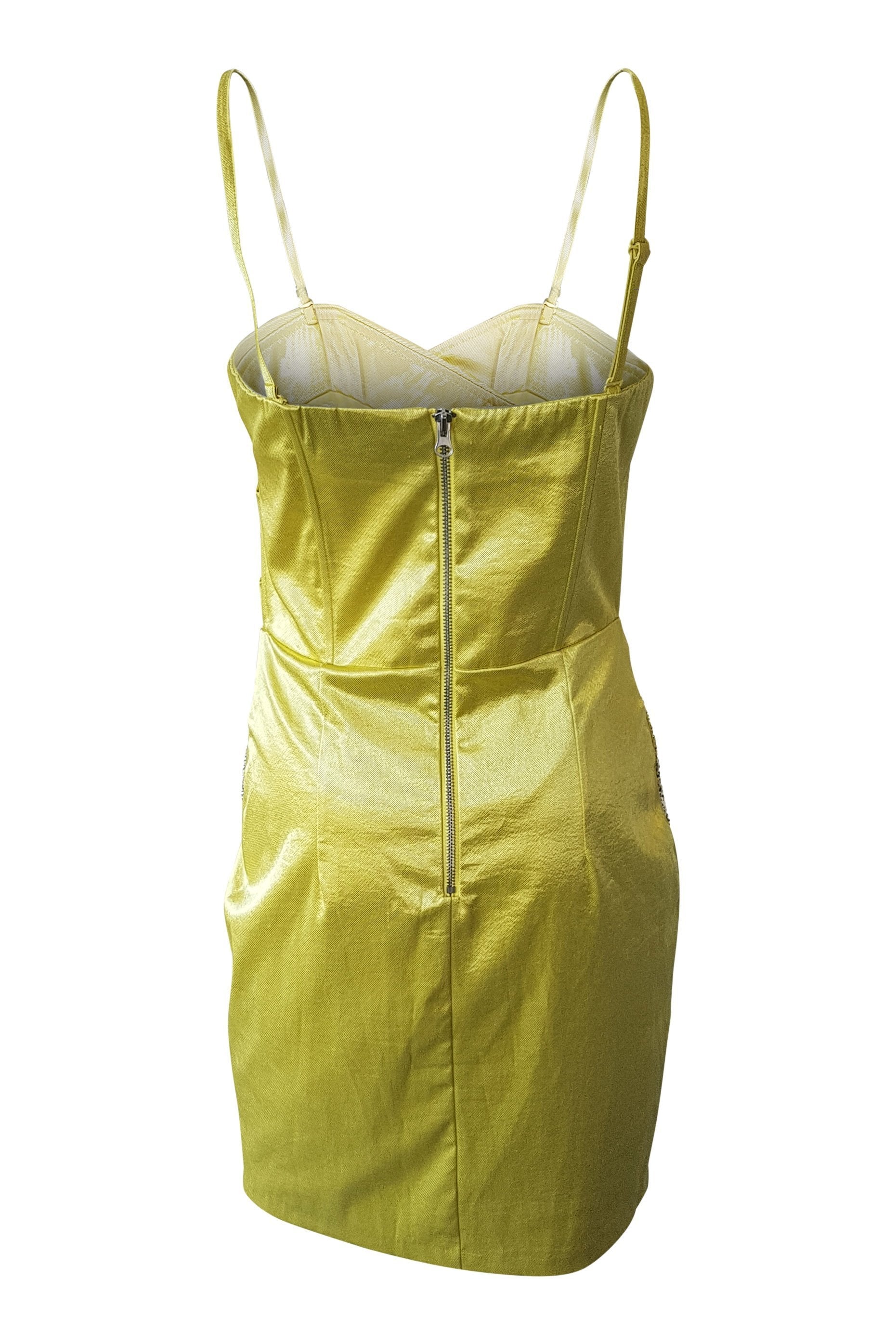 KRISP Yellow Satin Mini Dress (UK 8)-Krisp-The Freperie