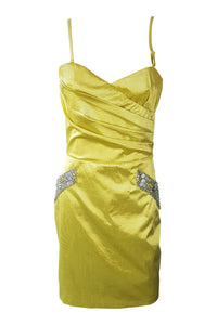 KRISP Yellow Satin Mini Dress (UK 8)-Krisp-The Freperie