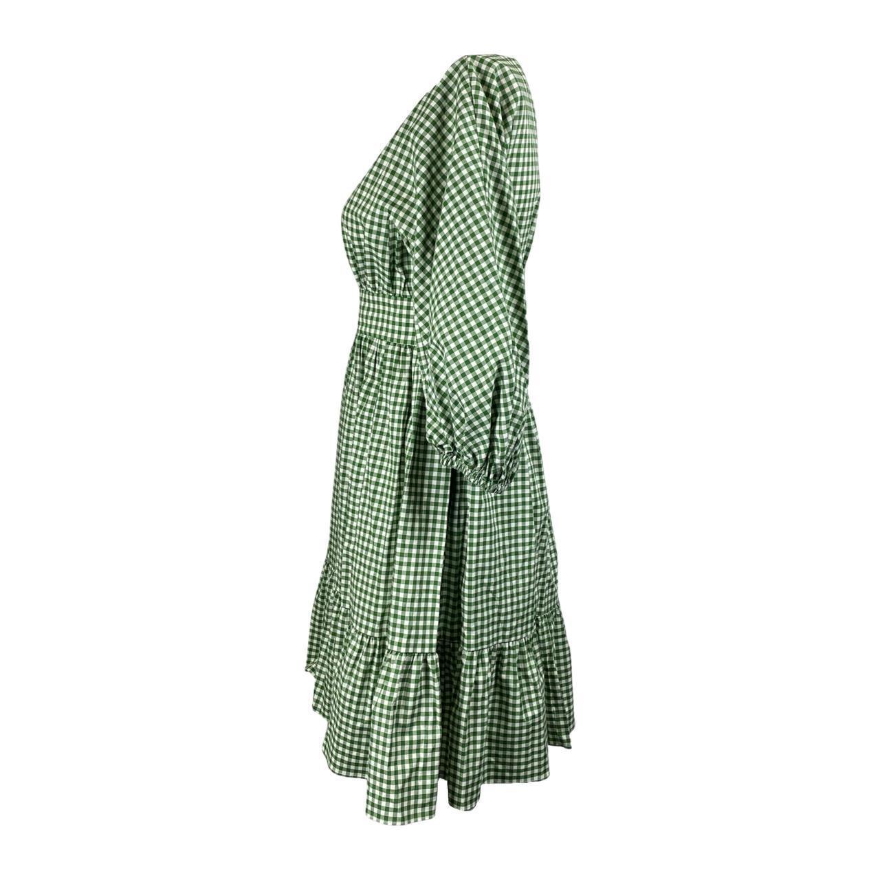 Kate Spade Green Checked Gingham Bodega Mini Dress Size US 6 | UK 10-The Freperie
