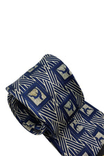Load image into Gallery viewer, LANVIN Geometric Stripes and Squares Print Silk Tie (58&quot;)-LANVIN-The Freperie
