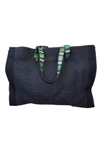 LANVIN Large Woven Black Straw Tote Bag-LANVIN-The Freperie