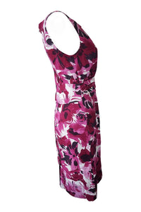 LAURA ASHLEY 100% Linen Pink Floral Pencil Dress (UK 8)-Laura Ashley-The Freperie