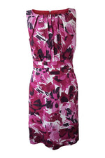 Load image into Gallery viewer, LAURA ASHLEY 100% Linen Pink Floral Pencil Dress (UK 8)-Laura Ashley-The Freperie
