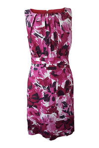 LAURA ASHLEY 100% Linen Pink Floral Pencil Dress (UK 8)-Laura Ashley-The Freperie