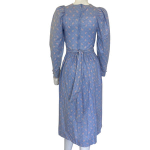 LAURA ASHLEY Vintage 80s Floral Prairie/Victorian Dress Blue Size UK 10 | US 8-The Freperie