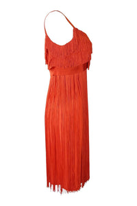 LILI DIAMOND California Vintage Red Tassel Shift Dress (S)-Lili Diamond-The Freperie