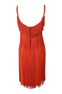LILI DIAMOND California Vintage Red Tassel Shift Dress (S)-Lili Diamond-The Freperie