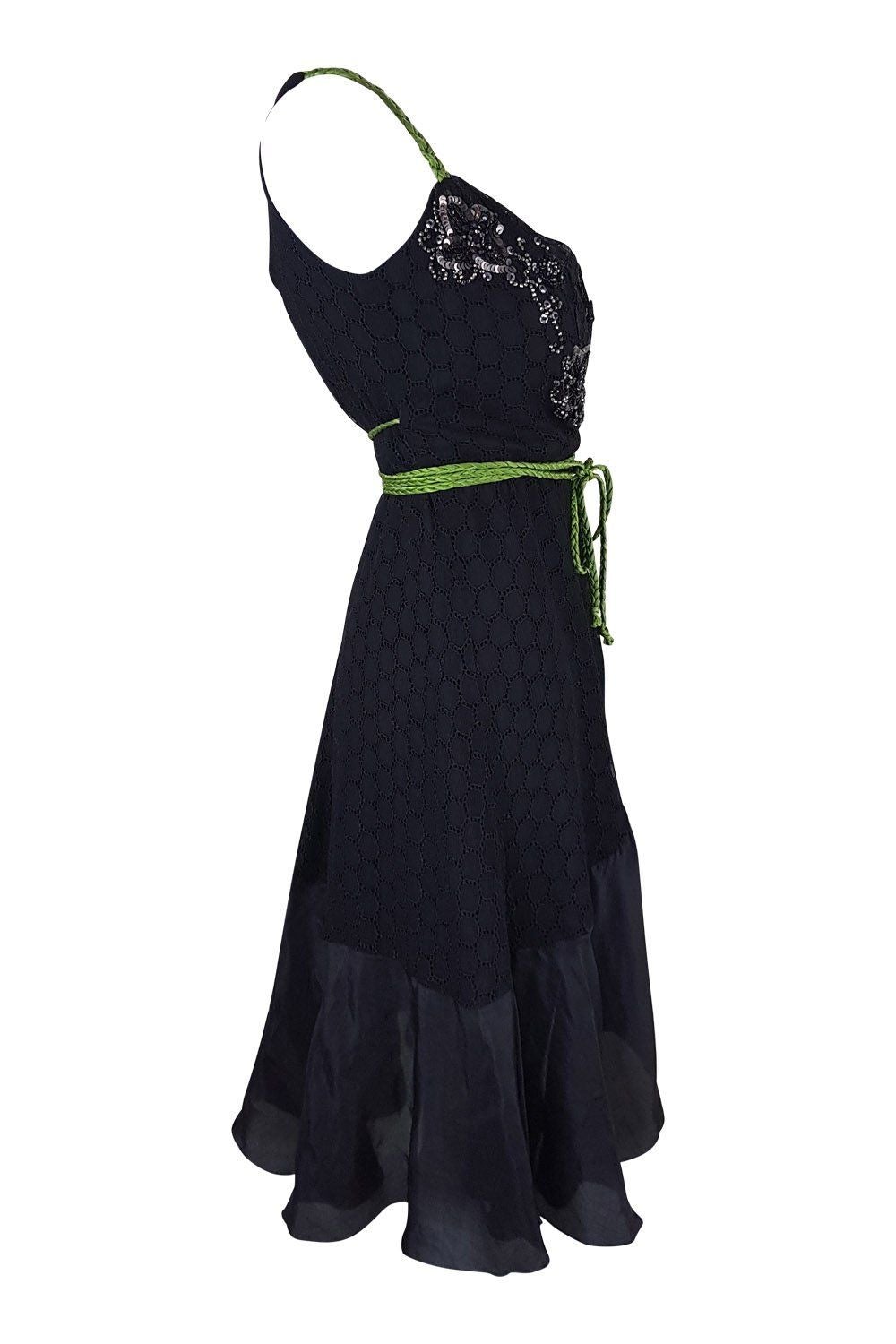 LILI PETRUS Black Silk Beaded Strappy Wrap Dress (IT 40)-Lili Petrus-The Freperie