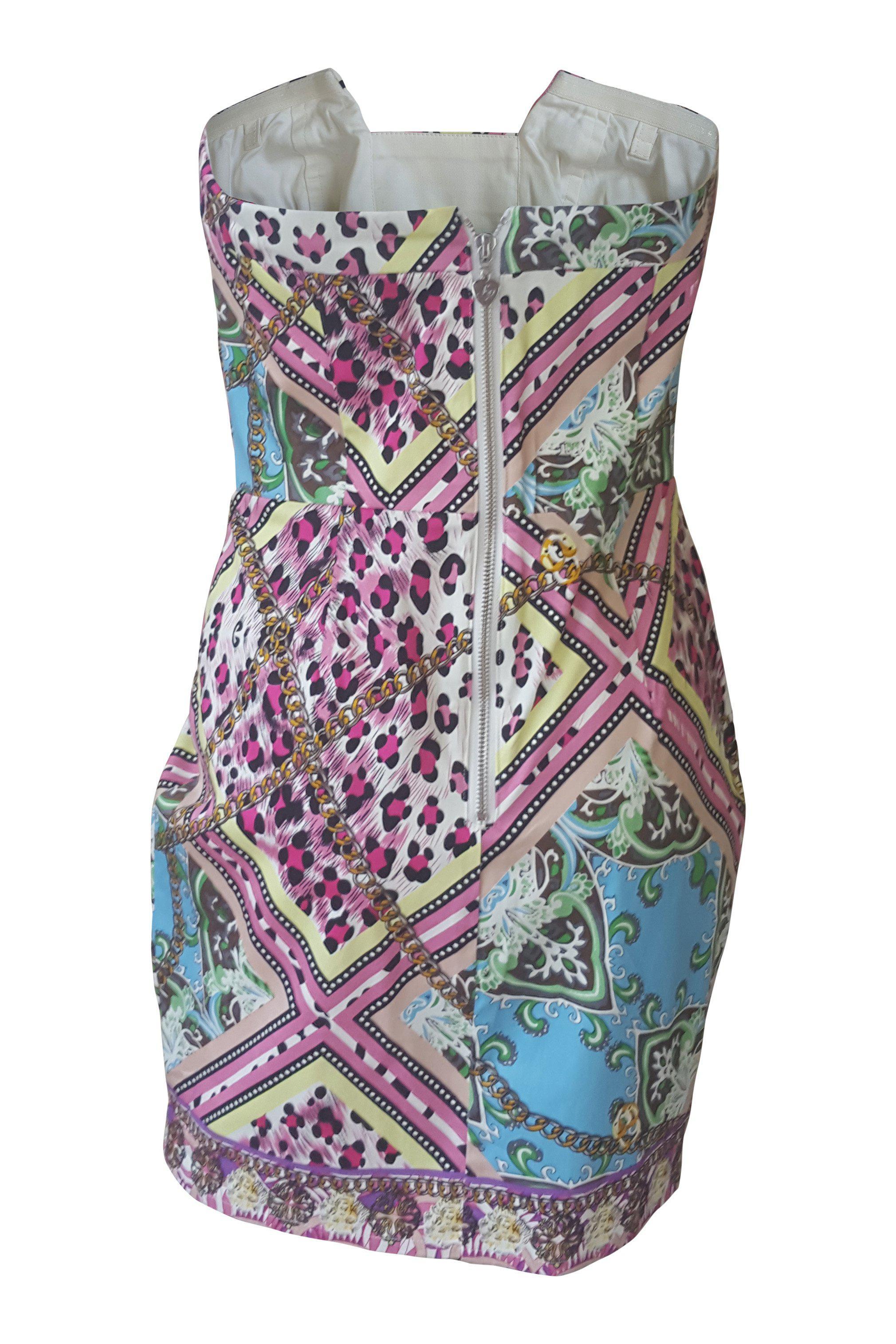 LIPSY LONDON Scarf Print Pink Blue Bodycon Summer Dress (UK 10)-Lipsy London-The Freperie