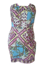 Load image into Gallery viewer, LIPSY LONDON Scarf Print Pink Blue Bodycon Summer Dress (UK 10)-Lipsy London-The Freperie
