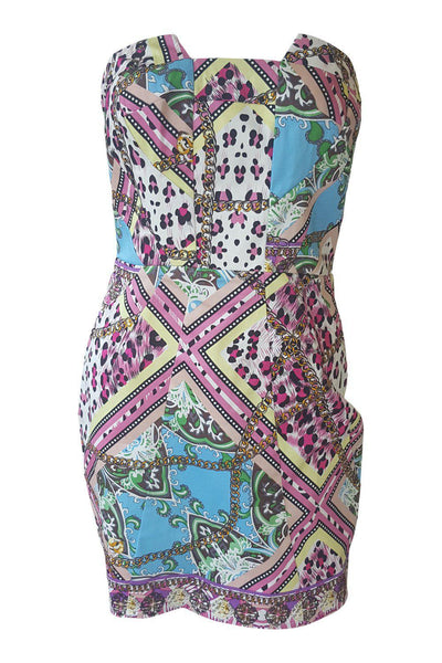 LIPSY LONDON Scarf Print Pink Blue Bodycon Summer Dress (UK 10) – The ...