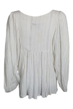 Load image into Gallery viewer, LITTLE MISS GYPSY White Garden Party Tie Front Blouse (M/L)-The Freperie
