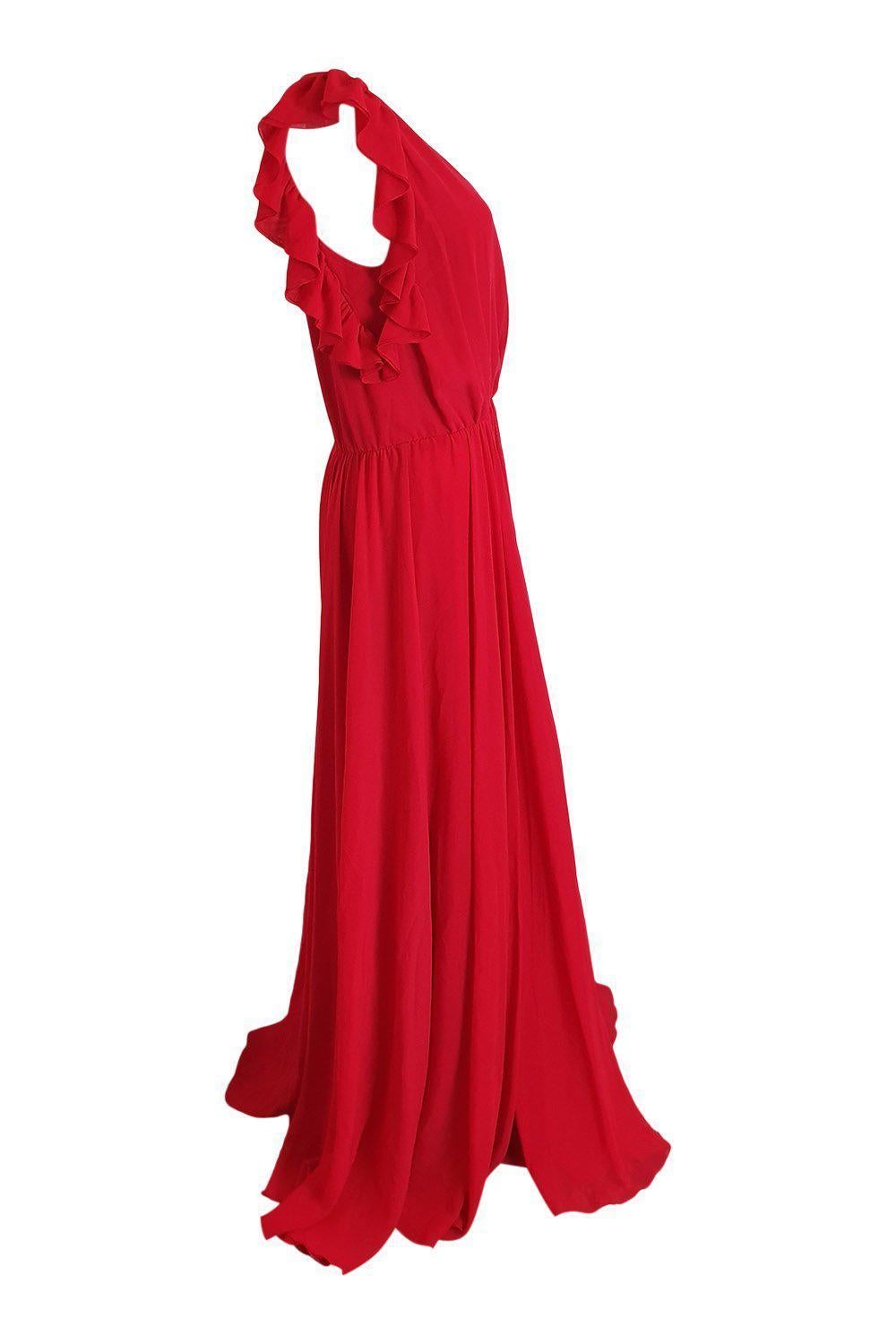 LIU JO Milano Red Scarlet Abito Lungo Maxi Dress (IT 42)-Liu Jo-The Freperie