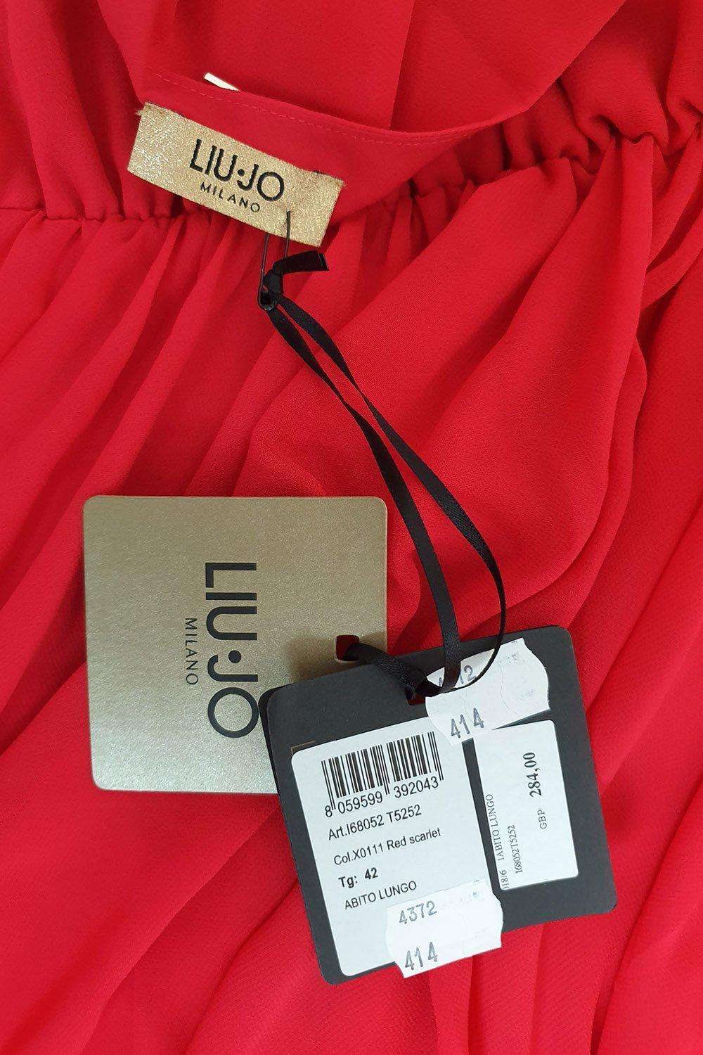 LIU JO Milano Red Scarlet Abito Lungo Maxi Dress (IT 42)-Liu Jo-The Freperie