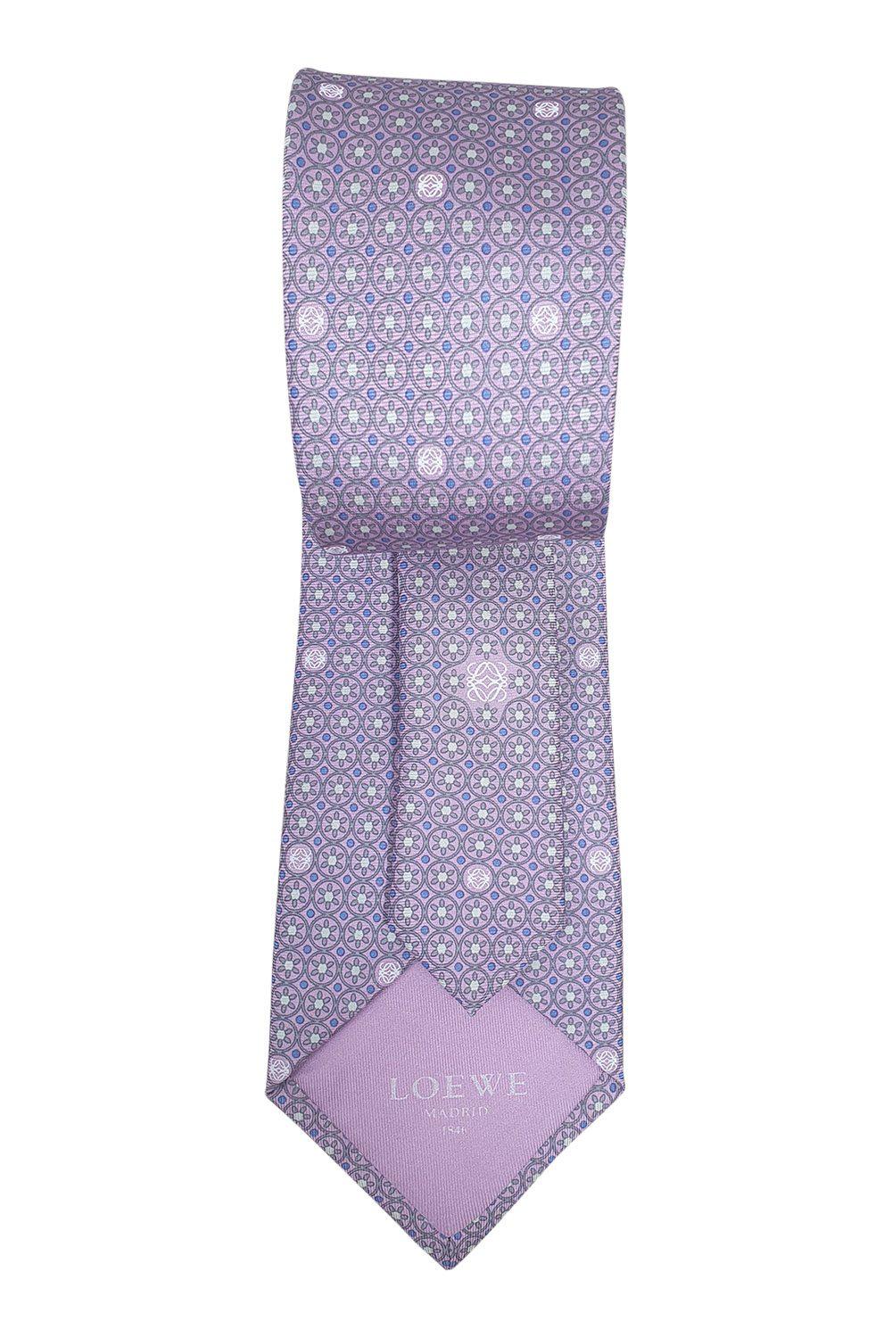 LOEWE 100% Silk Lilac Tie Geometric Circular Repeat (60" L | 3.5" W)-The Freperie