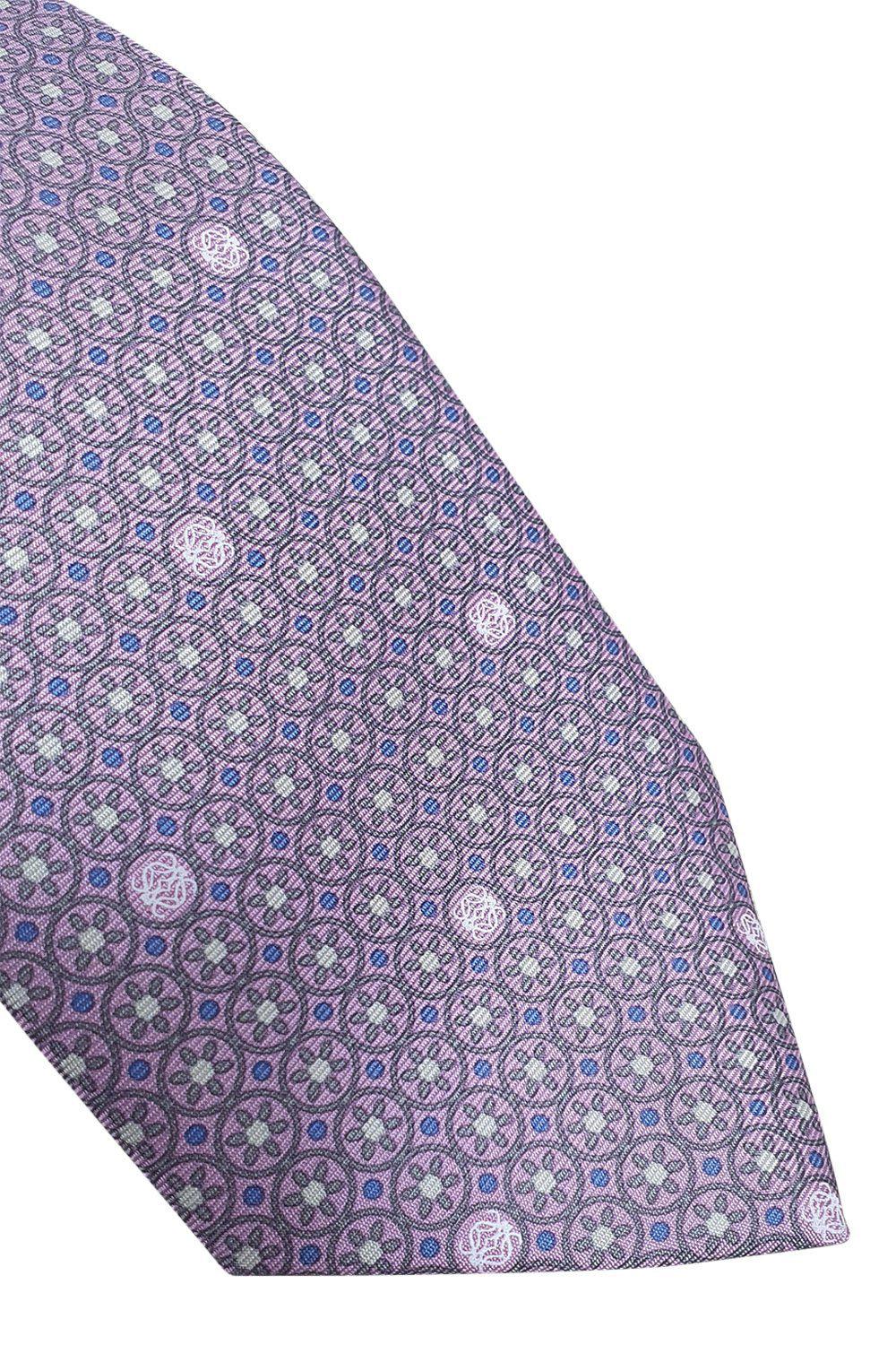 LOEWE 100% Silk Lilac Tie Geometric Circular Repeat (60" L | 3.5" W)-The Freperie