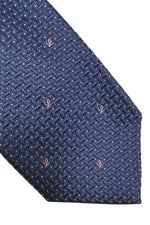 Load image into Gallery viewer, LOEWE 100% Silk Navy Blue Tie Pink Abstract L Repeat (60&quot; L | 3.2&quot; W)-The Freperie

