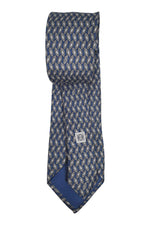 Load image into Gallery viewer, LOEWE 100% Silk Navy Tie Brown Leaves Repeat (60&quot; L | 3&quot; W)-The Freperie

