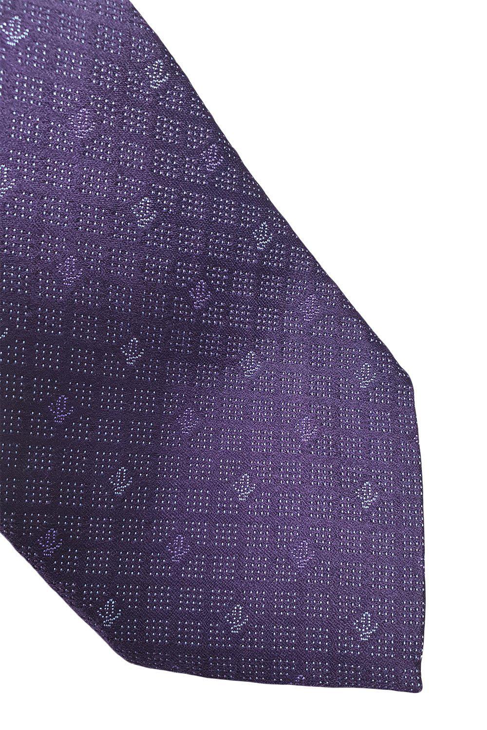 Copy of LOEWE 100% Silk Purple Tie Silver Polka Dot With Logo Repeat (60" L | 3.3" W)-The Freperie