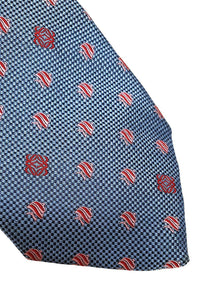 LOEWE 100% Silk Navy Blue Tie Pink Logo Repeat (60" L | 3.4" W)-The Freperie