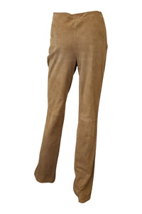 LOEWE Tan Suede Straight Leg Trousers (38)-Loewe-The Freperie