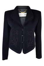 Load image into Gallery viewer, LORETTA DI LORENZO Black Fitted Embroidered Jacket (IT 40)-Loretta Di Lorenzo-The Freperie
