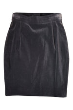 Load image into Gallery viewer, LOUIS FERAUD Black Suede Vintage Mini Skirt (UK 6)-Louis Feraud-The Freperie
