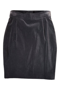 LOUIS FERAUD Black Suede Vintage Mini Skirt (UK 6)-Louis Feraud-The Freperie