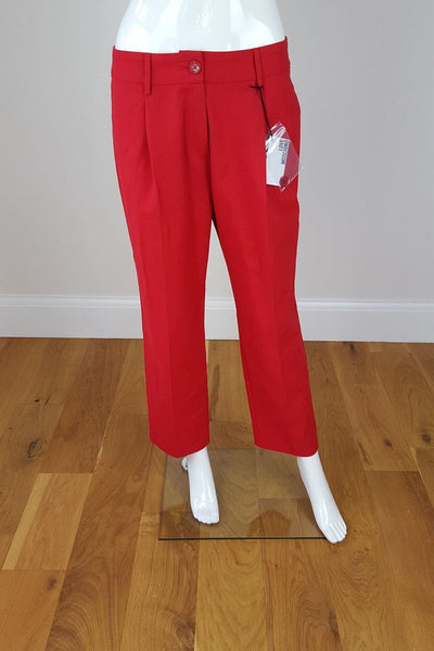 LOVE MOSCHINO Women's Cherry Red Pleat Front Capri Trousers (UK 10